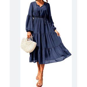 BTFBM maxi boho flowy dress navy size M